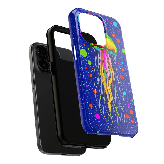 Vibrant Neon Jellyfish Cosmic Sea Tough Phone Case