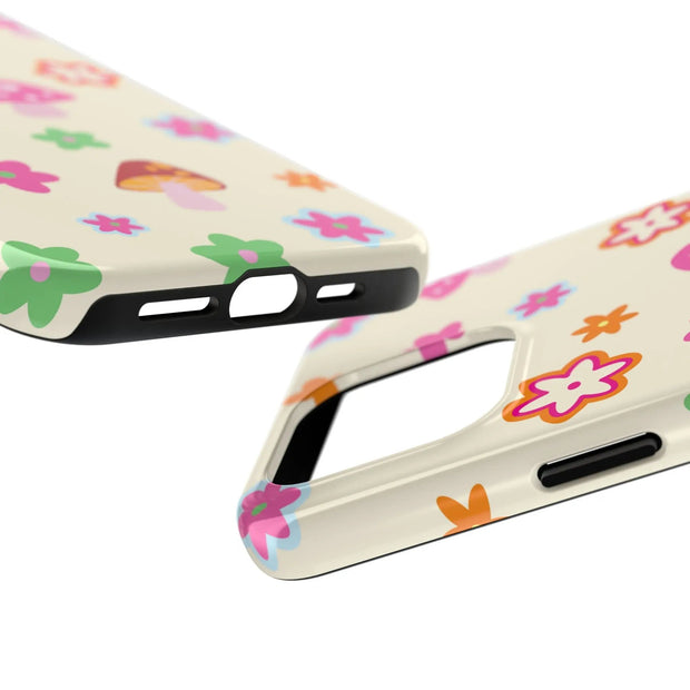 Retro Mushroom Flower Power Tough Phone Case LavenderCeleste