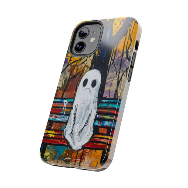 Sad Ghost on Park Bench Abstract Art Phone Case LavenderCeleste