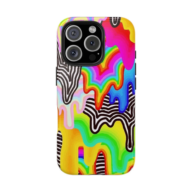 Psychedelic Rainbow Drip Tough Phone Case LavenderCeleste