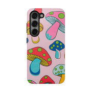 Retro Groovy Mushroom Tough Phone Case LavenderCeleste
