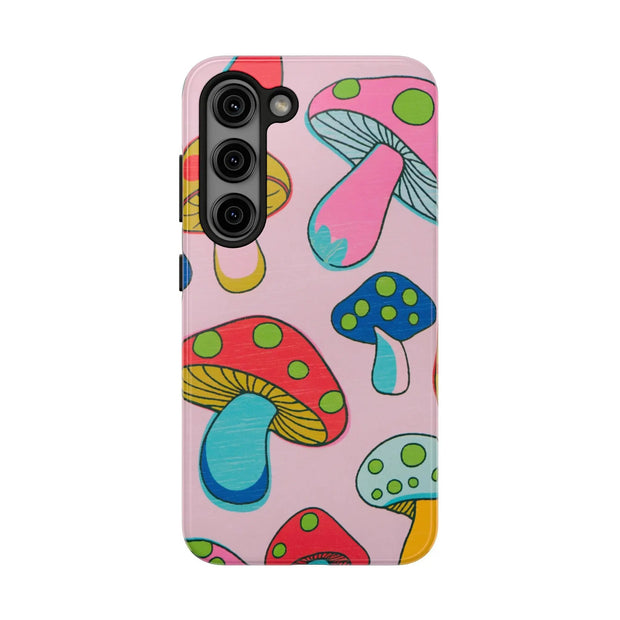 Retro Groovy Mushroom Tough Phone Case LavenderCeleste