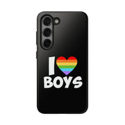 I Love Boys Pride Tough Phone Case – LGBTQ+ Rainbow Heart Design