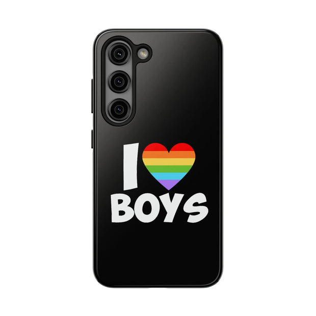 I Love Boys Pride Tough Phone Case – LGBTQ+ Rainbow Heart Design