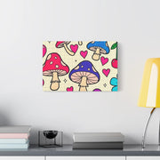 Kawaii Mushroom Cherry Flower Matte Canvas Print LavenderCeleste