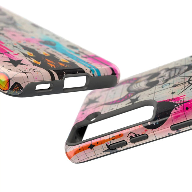 Skull Occult Neon Drip Pastel Goth Tough Phone Case LavenderCeleste