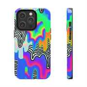 Trippy Technicolor Drip Retro Tough Phone Case LavenderCeleste