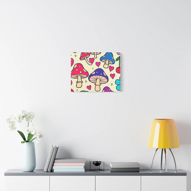 Kawaii Mushroom Cherry Flower Matte Canvas Print LavenderCeleste