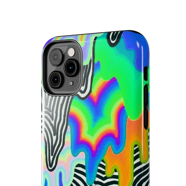 Trippy Technicolor Drip Retro Tough Phone Case LavenderCeleste