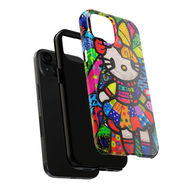 Pop Patchwork Kitty Tough Phone Case LavenderCeleste