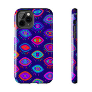 Trippy Neon Evil Eye Protective Tough Phone Case LavenderCeleste