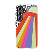 Retro Mod UFO Rainbow Beam Tough Phone Case LavenderCeleste