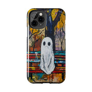 Sad Ghost on Park Bench Abstract Art Phone Case LavenderCeleste