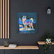 Vibrant Husky Abstract Pop Art Matte Canvas Print LavenderCeleste