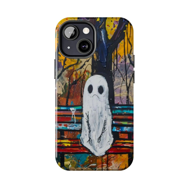 Sad Ghost on Park Bench Abstract Art Phone Case LavenderCeleste