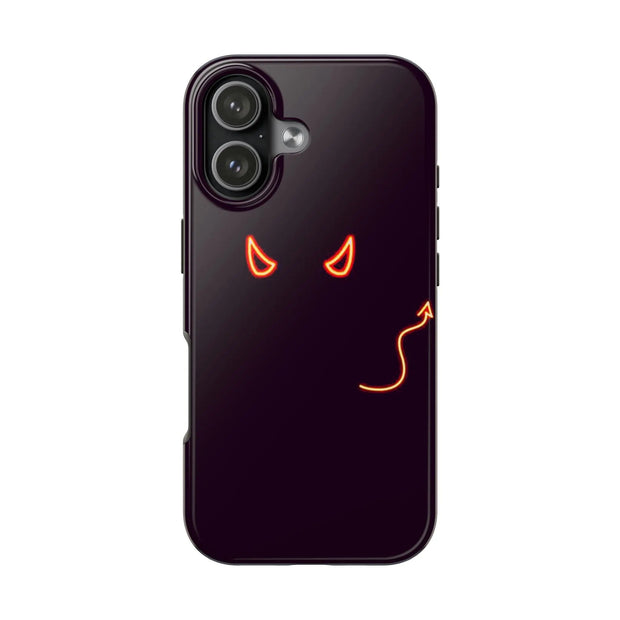 Neon Devil Eyes Tough Phone Case – Minimal Dark Glow Aesthetic Printify