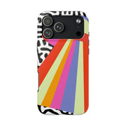 Retro Mod UFO Rainbow Beam Tough Phone Case LavenderCeleste