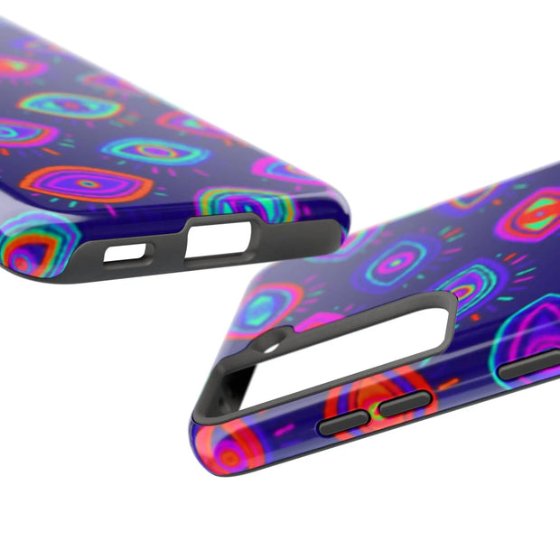 Trippy Neon Evil Eye Protective Tough Phone Case LavenderCeleste