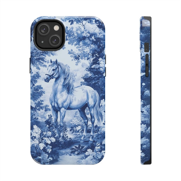Blue Toile Horse Country Scenic Tough Phone Case LavenderCeleste