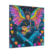 Psychedelic Guitar Angel Matte Canvas Art LavenderCeleste