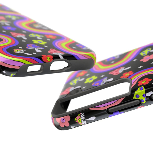 Groovy Mushroom Rainbow Tough Phone Case LavenderCeleste