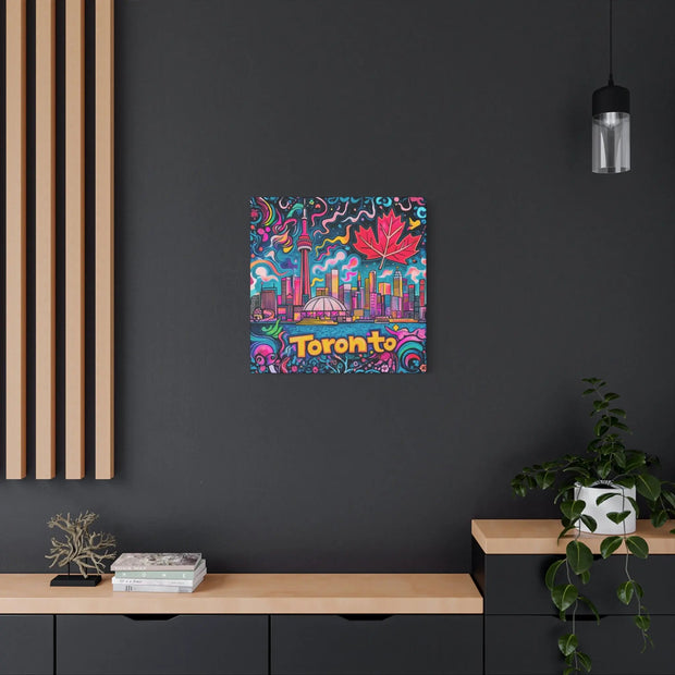 Toronto Pop Art Skyline Matte Canvas Wall Art LavenderCeleste