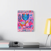 Whimsical Pink Blue Floral Matte Canvas Art LavenderCeleste
