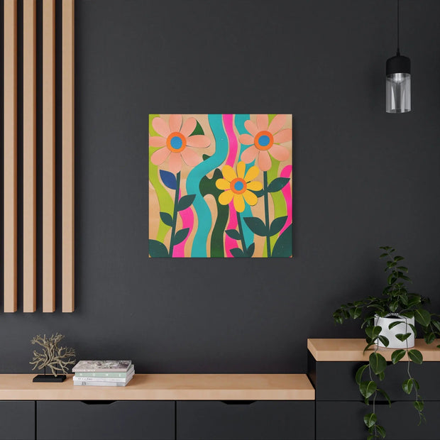 Groovy Paper Cut Flower Matte Canvas Art LavenderCeleste