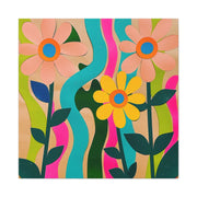 Groovy Paper Cut Flower Matte Canvas Art Printify