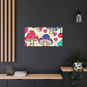 Kawaii Mushroom Cherry Flower Matte Canvas Print LavenderCeleste