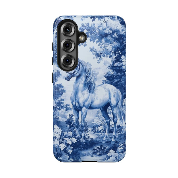 Blue Toile Horse Country Scenic Tough Phone Case LavenderCeleste