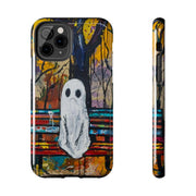 Sad Ghost on Park Bench Abstract Art Phone Case LavenderCeleste