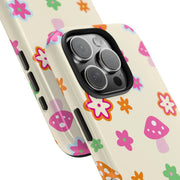 Retro Mushroom Flower Power Tough Phone Case LavenderCeleste