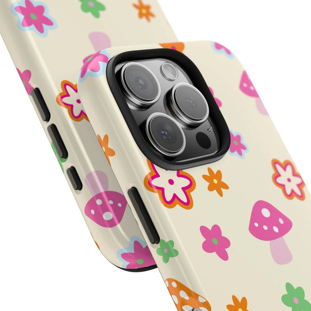 Retro Mushroom Flower Power Tough Phone Case LavenderCeleste