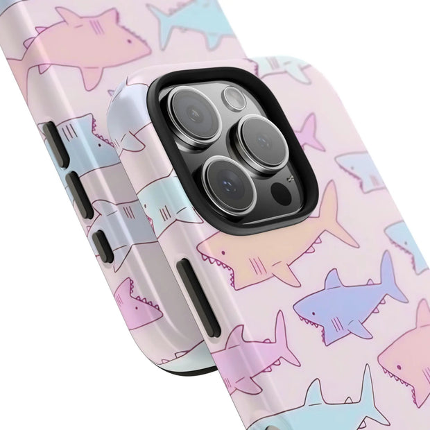 Pastel Shark Pattern Tough Phone Case LavenderCeleste