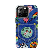 Retro Kidcore Denim Patch Tough Phone Case LavenderCeleste