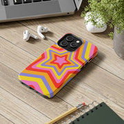 Retro Rainbow Star Groovy Tough Phone Case LavenderCeleste