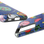 Retro Kidcore Denim Patch Tough Phone Case LavenderCeleste