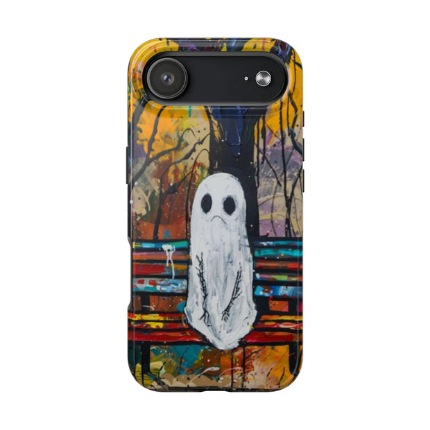Sad Ghost on Park Bench Abstract Art Phone Case LavenderCeleste