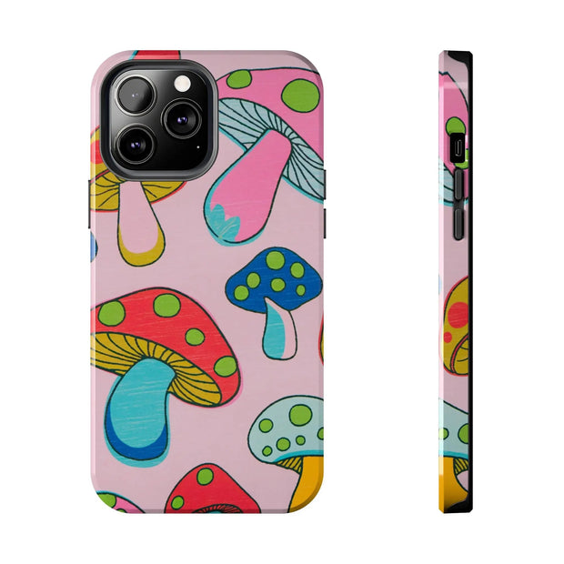 Retro Groovy Mushroom Tough Phone Case LavenderCeleste