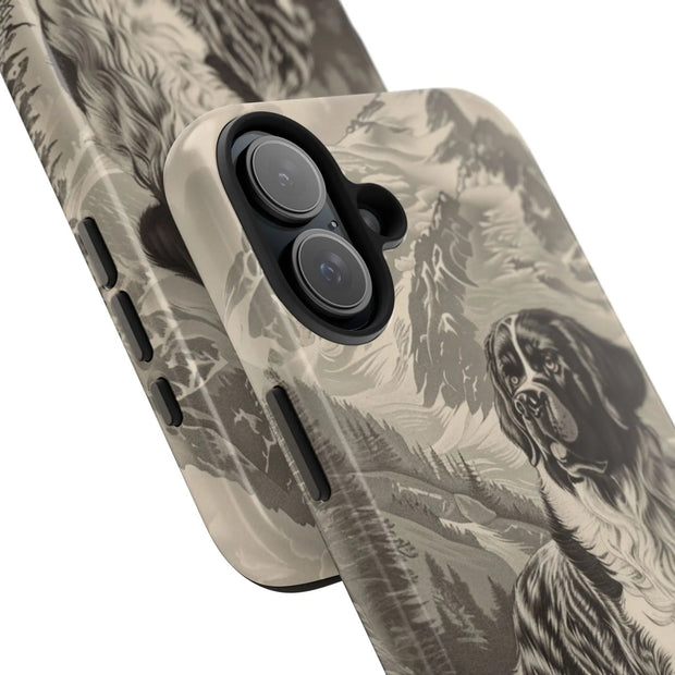 Saint Bernard Toile de Jouy Vintage Tough Phone Case LavenderCeleste