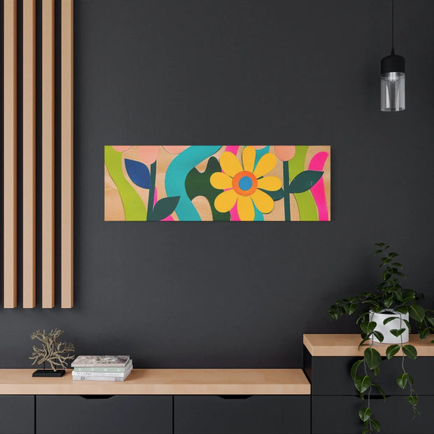 Groovy Paper Cut Flower Matte Canvas Art LavenderCeleste