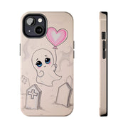 Sad Ghost with Heart Balloon Kawaii Tough Phone Case LavenderCeleste
