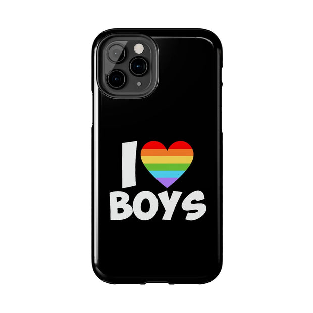 I Love Boys Pride Tough Phone Case – LGBTQ+ Rainbow Heart Design
