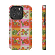 Retro Groovy Snail and Mushroom Tough Phone Case LavenderCeleste