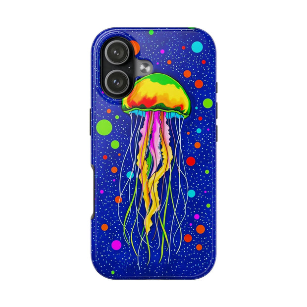 Vibrant Neon Jellyfish Cosmic Sea Tough Phone Case