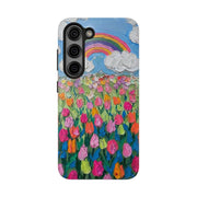 Rainbow Tulip Field Tough Phone Case LavenderCeleste