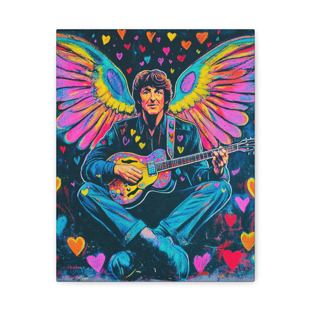 Psychedelic Guitar Angel Matte Canvas Art LavenderCeleste