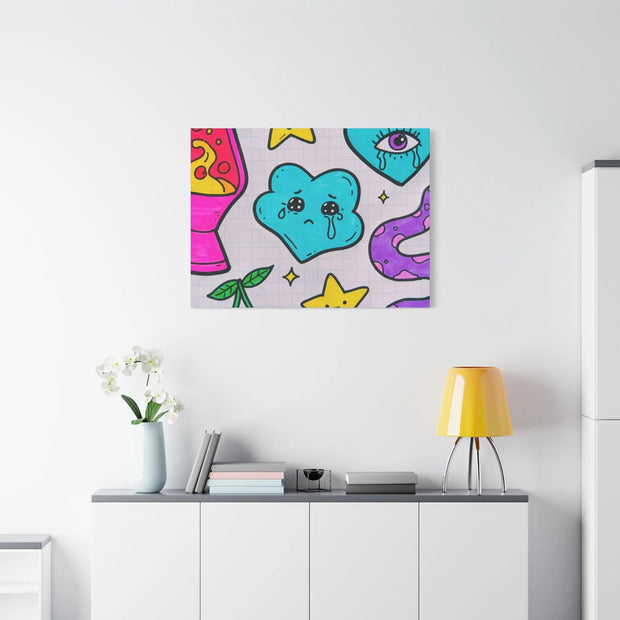 Kawaii Lava Lamp Sad Cloud Snake Matte Canvas Print LavenderCeleste