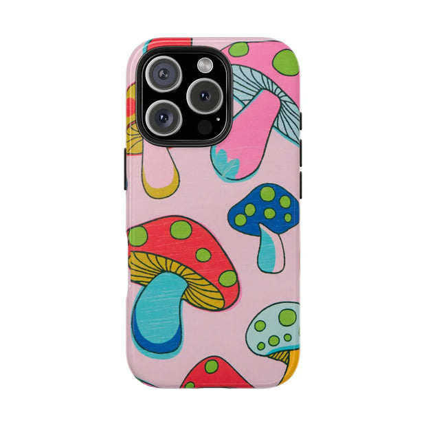 Retro Groovy Mushroom Tough Phone Case LavenderCeleste